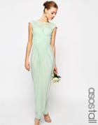 Asos Tall Wedding Lace Top Pleated Maxi Dress - Mint
