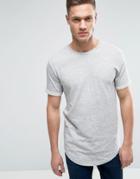 Only & Sons T-shirt With Curved Hem In Double Layered Fabric - Gray