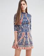 Comino Couture Beaded Mini Dress - Multi Navy