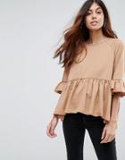 Vero Moda Sweat Peplum Top - Tan