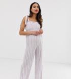 Wild Honey Maternity Jumpsuit With Shirred Bodice In Stripe-multi
