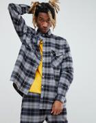 Asos X Unknown London Oversized Check Flannel Shirt - Black