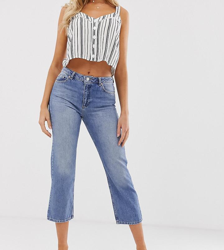 Miss Selfridge Straight Leg Jeans In Mid Wash - Blue