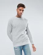 Boohooman Sweater With Chervon Knit In Gray - Gray