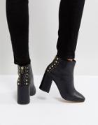 New Look Square Toe Studded Back Heeled Ankle Boot - Black