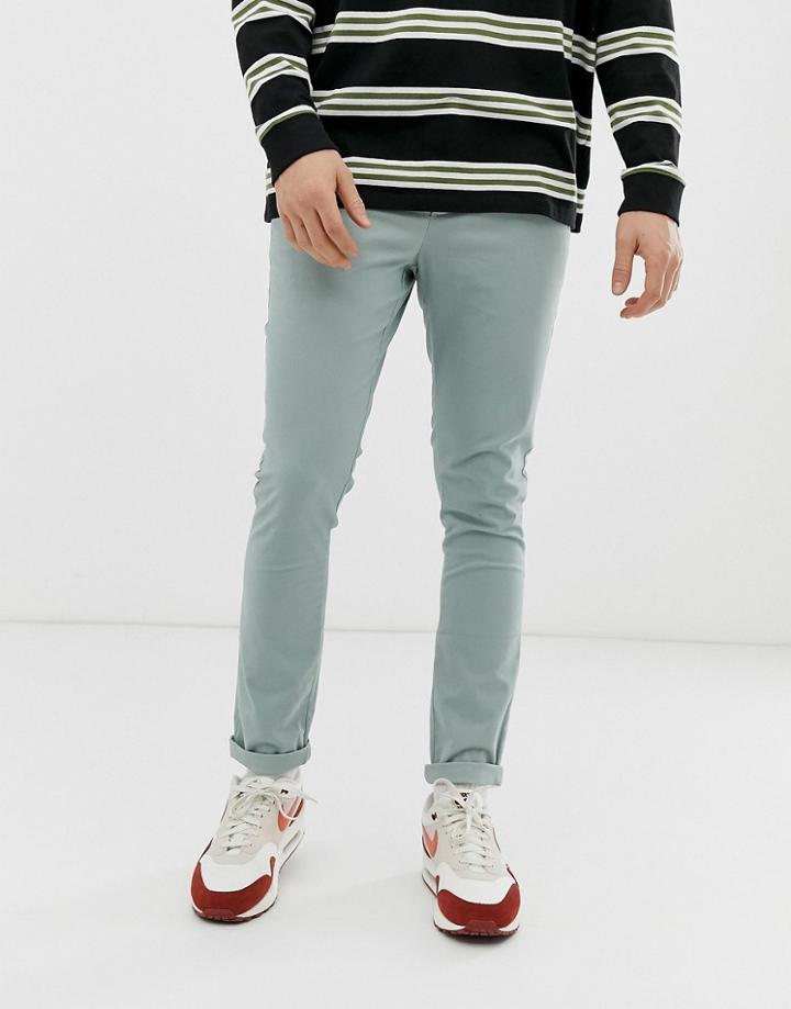 Asos Design Super Skinny Chinos In Pastel Jade - Green