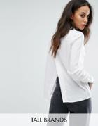 Noisy May Tall White Shirt With Split Back Detail - White