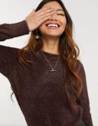 Oasis Eyelash Sweater In Metallic Burgundy-red