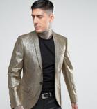 Noose & Monkey Super Skinny Blazer In Gold - Gold