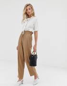 Vila Linen Mix Paperbag Pants - Beige