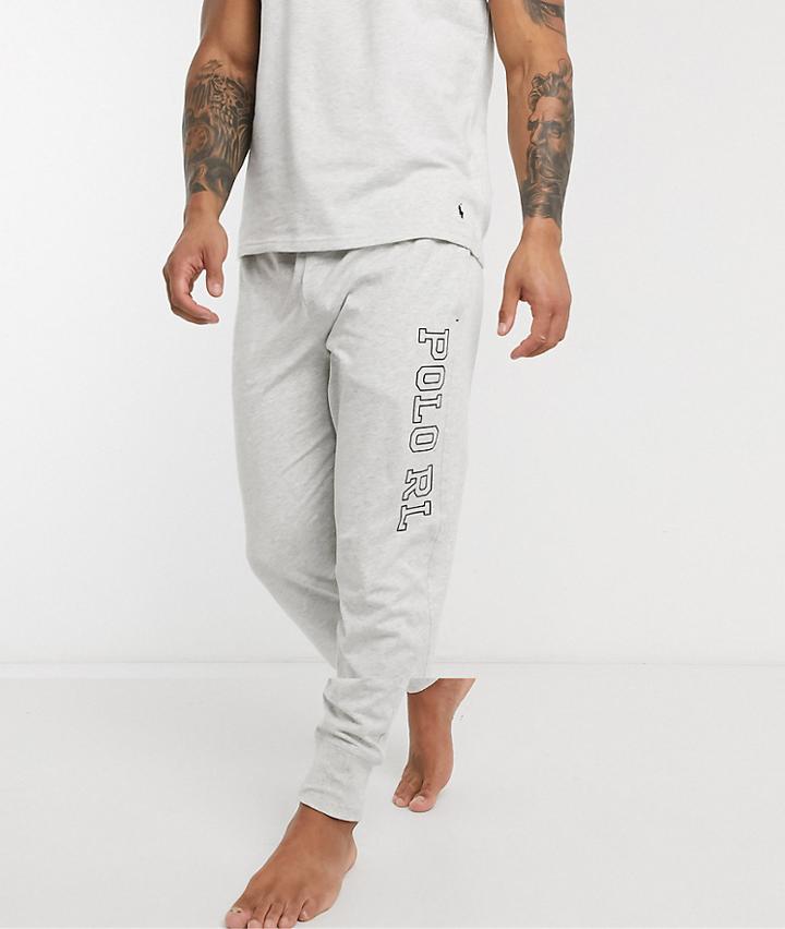 Polo Ralph Lauren Cuffed Sweatpants With Side Logo In Gray-grey
