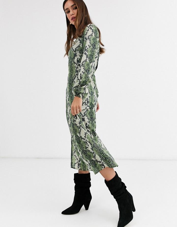 Glamorous Midi Shift Dress In Bold Snake Print
