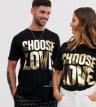 Help Refugees Choose Love Gold Foil T-shirt In Black Organic Cotton