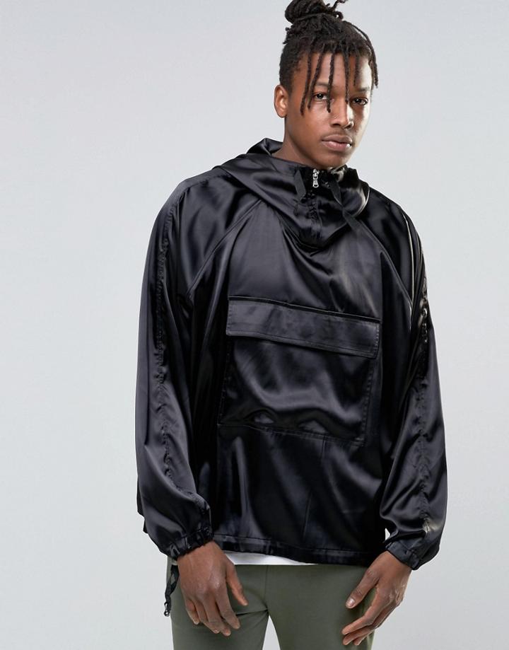 Asos Over The Head Hooded Jacket In Black - Black