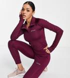 Columbia Training Csc Sculpt Cropped Long Sleeve Fleece In Burgundy Exclusive At Asos-red