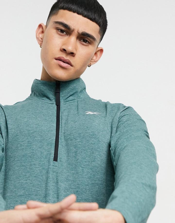 Reebok Training Activchill 1/4 Zip Long Sleeve Top In Green