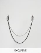 Designb Feather Collar Tips & Chain In Silver Exclusive To Asos - Silver
