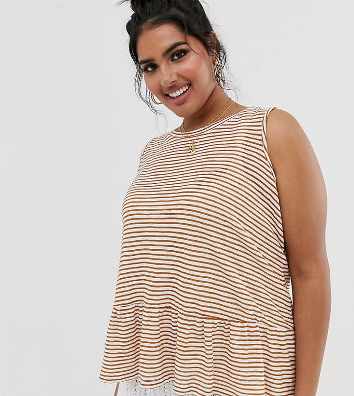 Asos Design Curve Sleeveless Smock Top In Washed Stripe