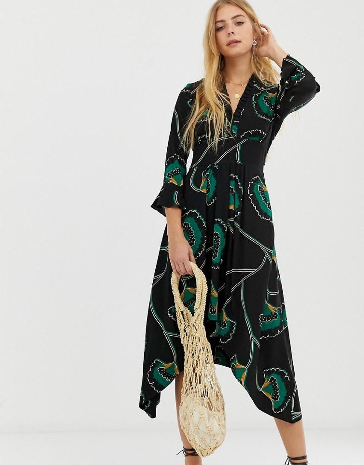 Ba & Sh Lalie Ruffle Midi Dress - Multi