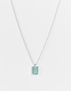 Icon Brand Semi Precious Rectangle Pendant In Silver