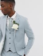 Asos Design Wedding Super Skinny Suit Jacket In Ice Blue
