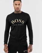Boss Athleisure Gold Logo Sweatshirt In Black