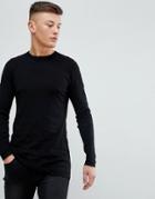 Asos Longline Cotton Sweater In Black - Black