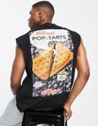 Asos Design Oversized Sweater Vest With Pop Tarts Back Print In Black