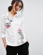 Vero Moda Floral Embroidered Shirt - White