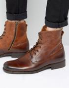 Zign Leather Lace Up Boots - Brown