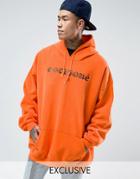 Reclaimed Vintage Super Oversized Hoodie With Gothique Print - Orange