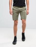 Asos Skinny Cargo Shorts In Khaki - Green