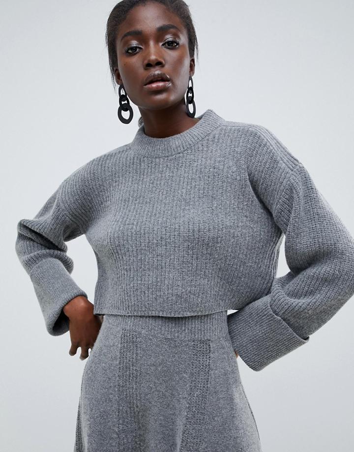Asos White Cropped Sweater Two-piece-gray