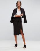 Asos Mix & Match High Waisted Pencil Skirt With Side Split - Black