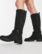 Office Karis Buckle Detail Knee Boots In Black