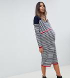 Asos Design Maternity Nursing Eco Sweater Dress In Fine Knit In Stripe - Multi