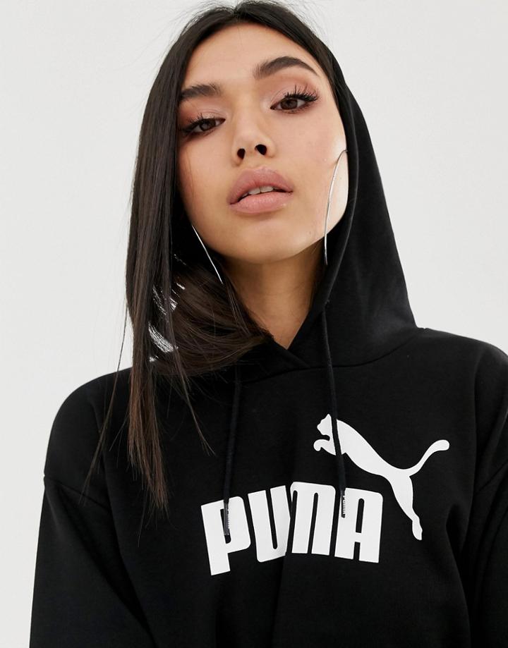 Puma Essentials Cropped Black Hoody - Black