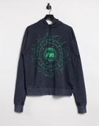 Night Addict Oversized Hoodie With Astrology Print-black