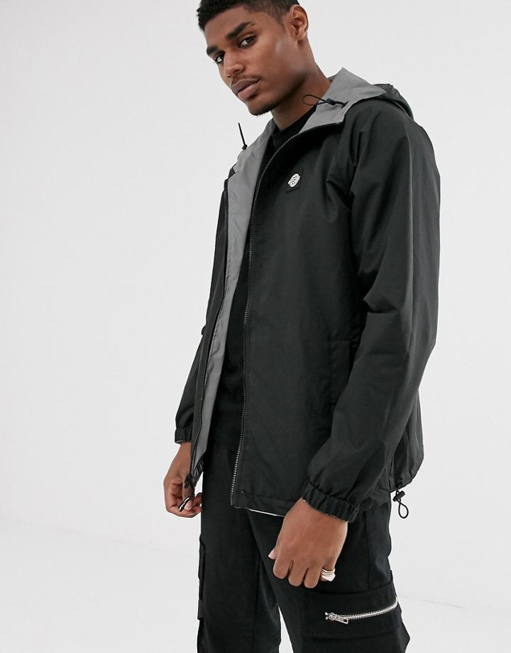 Bershka Reflective Reversible Hooded Windbreaker Jacket In Gray