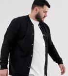 Asos Design Plus Jersey Muscle Bomber In Black With Poppers - Black