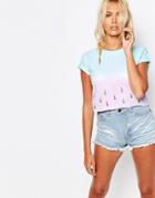 Kiss & Tell Festival Crop Boyfriend T-shirt With Glitter Watermelon Pips - Multi
