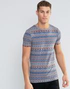 Asos Muscle T-shirt With Geo-tribal Print In Gray - Paloma Gray
