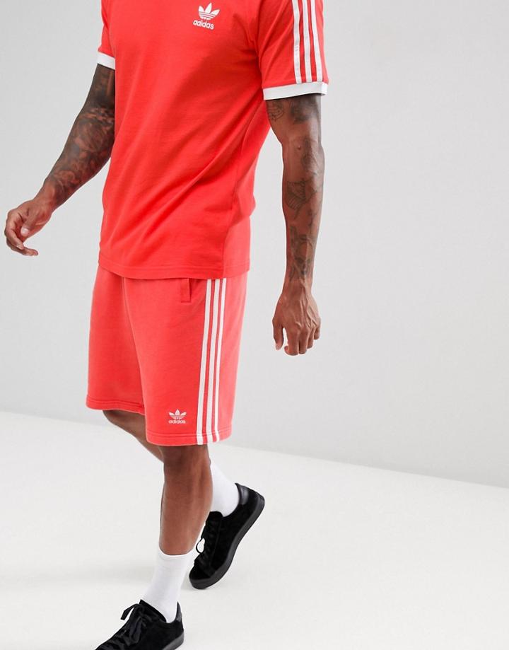 Adidas Originals 3-stripe Jersey Shorts In Red Dh5800 - Red