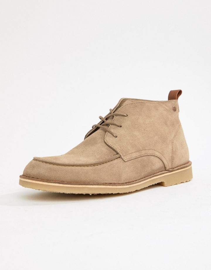 Jack & Jones Suede Lace Up Boots - Beige