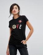 Love Moschino Peace And Love T-shirt - Black