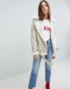 Neon Rose Pu Aviator Jacket-beige