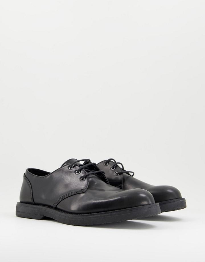 Topman Black Pu Angus Derby Shoes