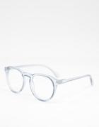 Asos Design Blue Light Clear Lens Glasses In Blue Crystal - Mblue-blues