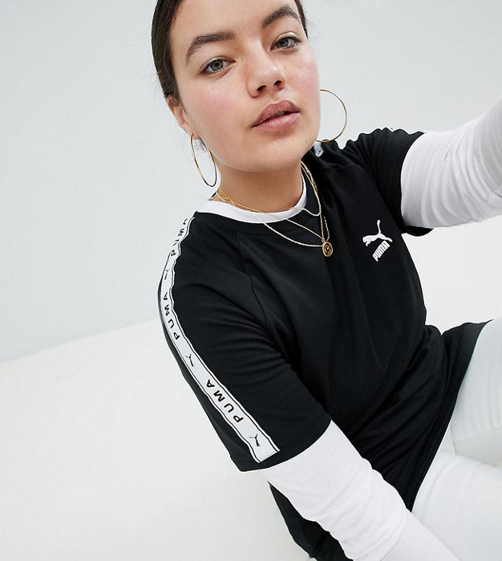Puma Exclusive To Asos Plus T-shirt With Taped Side Stripe In Black - Black