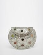 Asos Festival Saddle Metal Box Bag - Silver